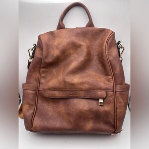 Cucci Brown Faux Leather Backpack | New Without Tags | Gold Hardware